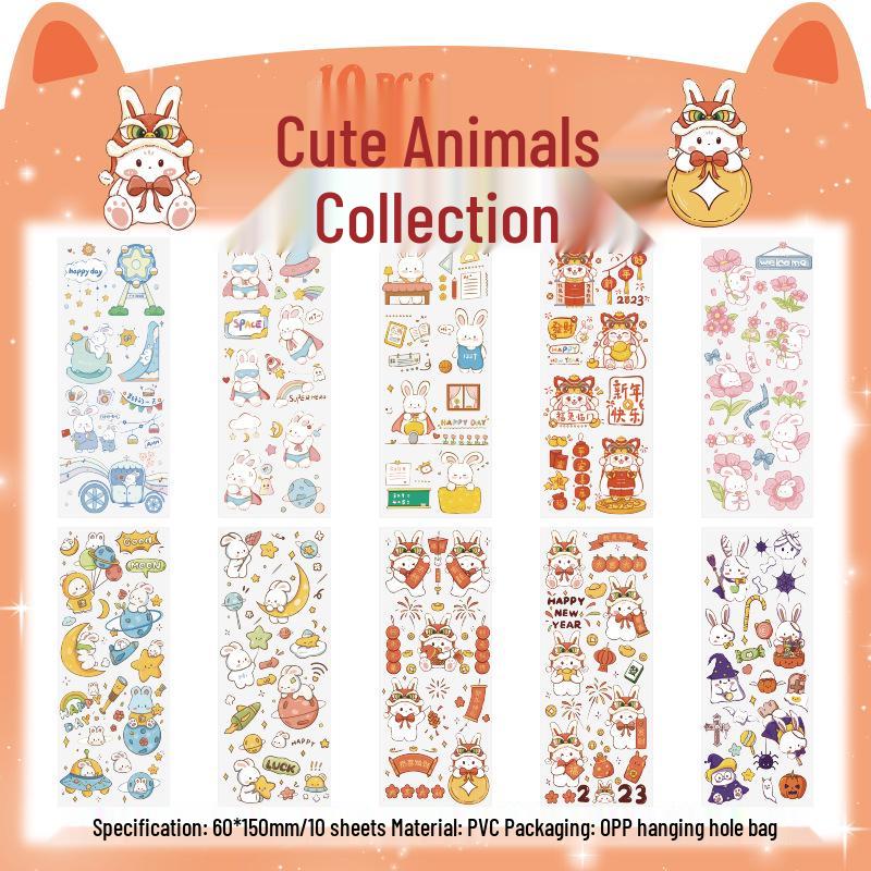 Pet Planet Cute Cartoon Children's Waterproof Notebook Stickers Set