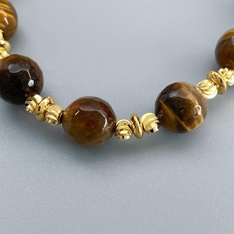 Meier Tiger's eye beaded necklace - luxurious, high-end, vintage, unique, versatile, and elegant choker