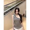 Retro Striped One-Shoulder Camisole - Slim Fit, Summer Style Women's Top