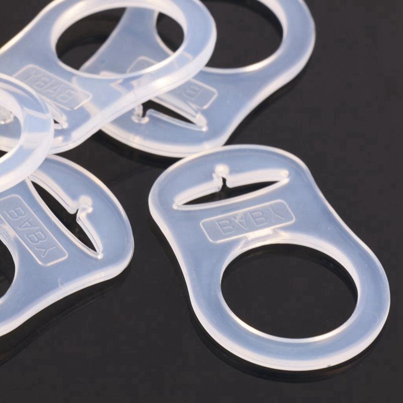 60 Pcs Button Silicone Ring Mam Pacifier Holder Mannequin Clip Adapter Transparent