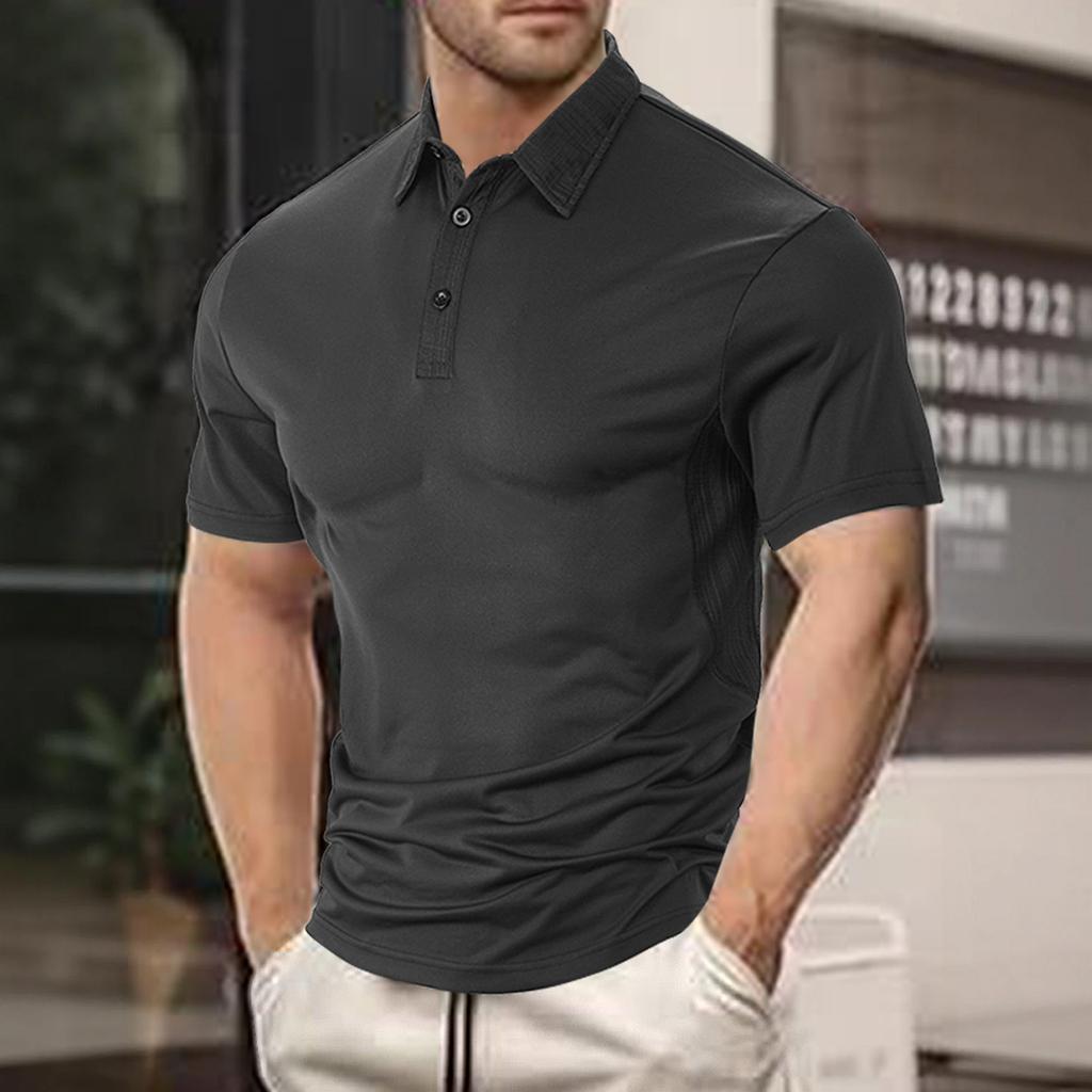 Men's Shirt With Turn-down Collar And Short Sleeves – Casual, Sophisticated T-shirt