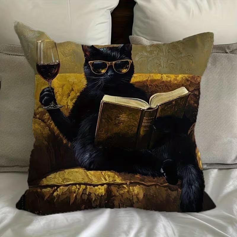 Милая наволочка с принтом кошки Плоская 2D-печать не настоящая вышивка ночной диван ночная подушка для дивана Style-6 белый 599₽