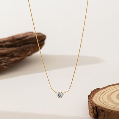 Diamond Charm Necklace For Women Gold Sliver Color Stainless Steel Slim Charm Zircon Choker
