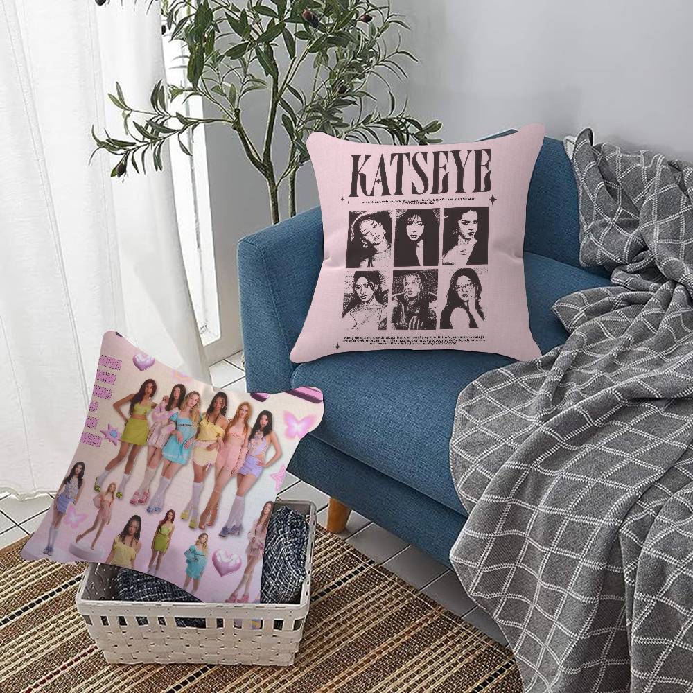 Kpop Style Hot Girl K-Katseye Pillow Cover For Bedroom Room And Living Room Sofa Decorative Cushion Cover