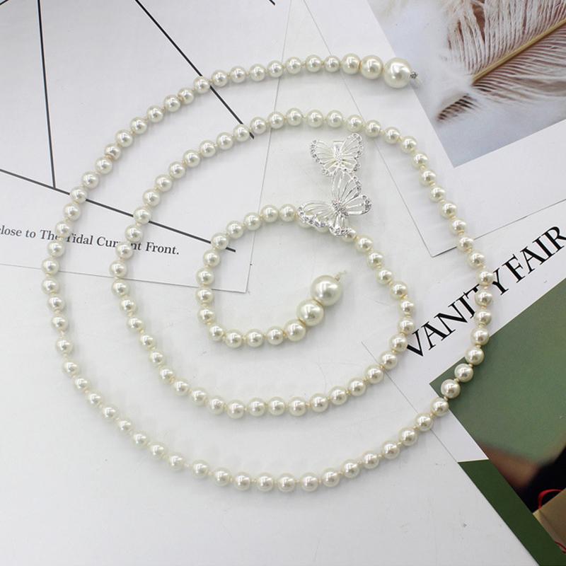 Sweet Bowknot Dress Pearl Waist Chain  Belts For Women Waist Chain