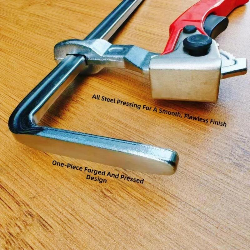 Heavy Duty Ratchet F Clamp Guide Rails Clamp For Woodworking With Quick Locking Mechanism And Antislip Jaw Pad
