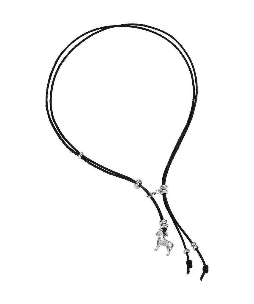 Nff Horse Leather Necklace-Black