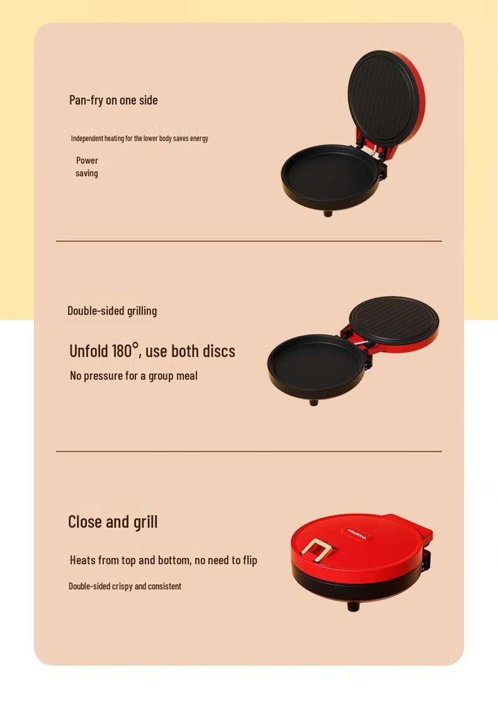 Double-Sided Electric Pancake Griddle for Crepes - Automatic, Deepened Design for Students & Homes
