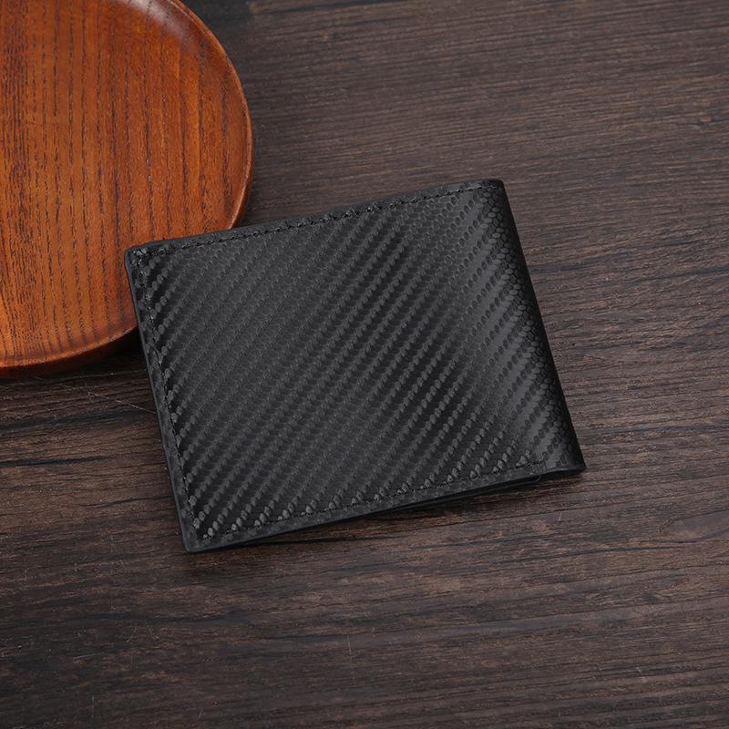 Men's Carbon Fiber Textured Leather Crossbody Wallet with Card Holder & Coin Purse