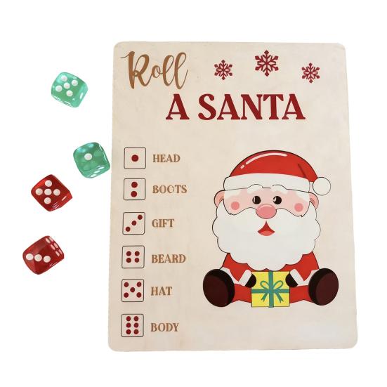 

Christmas Puzzle Dice Game Santa Claus Wooden Jigsaw Puzzles for Adults Fun Holiday Activity for Kids Unique Christmas Party Game Small