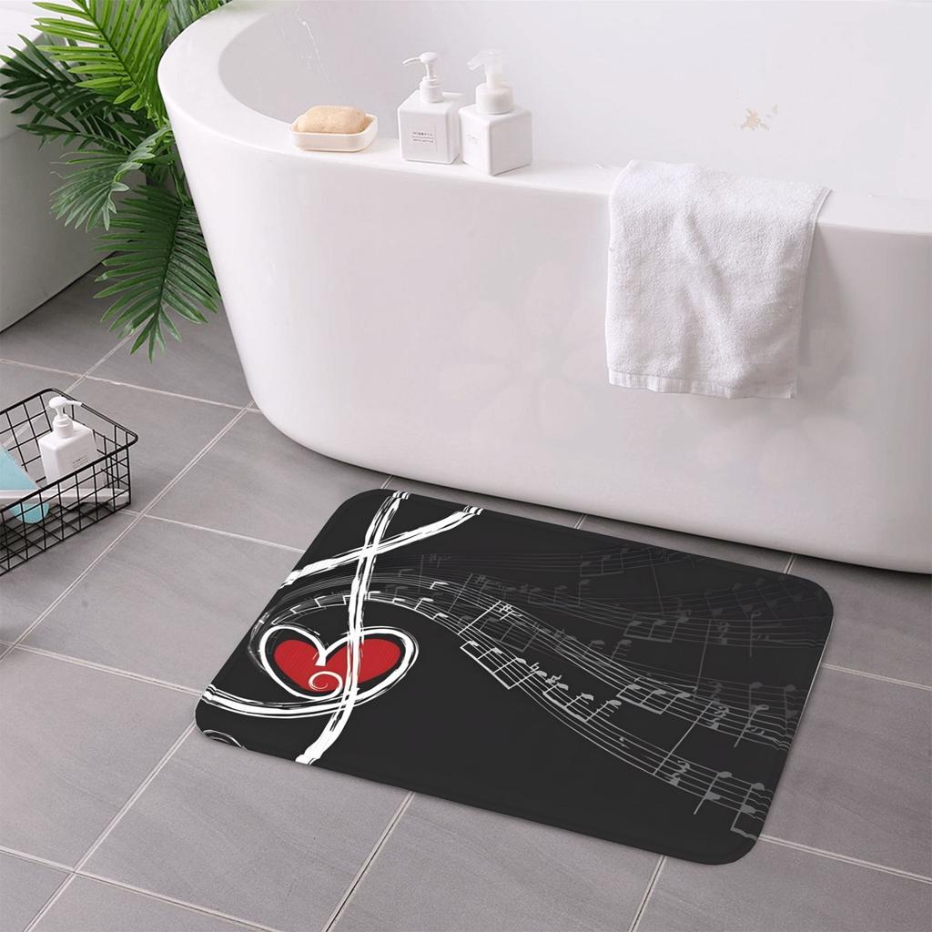 1PC Melodic Heartbeat Music Kitchen Rug Non-Slip Door Mat Pop design Bathroom Rug Bath Mat Carpet for Home Sink Laundry Decor