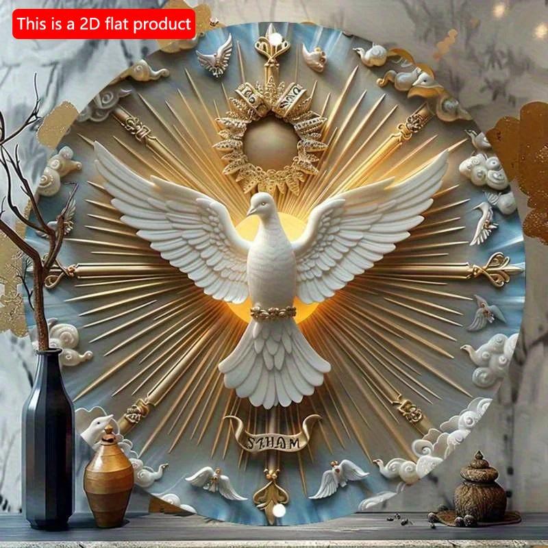 2D Flat 1pc 20*20m Christ The Spirit Dove Wall Art Wood Relief, Welcome Door Rustic Wooden Sign Peace Doves Front Door Sign Farmhouse Wall Sign