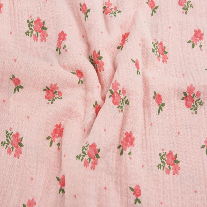 135x100cm Small Floral Double Gauze Cotton Sewing Texture Crepe Fabric, Making Home Wear Pajamas Cloth