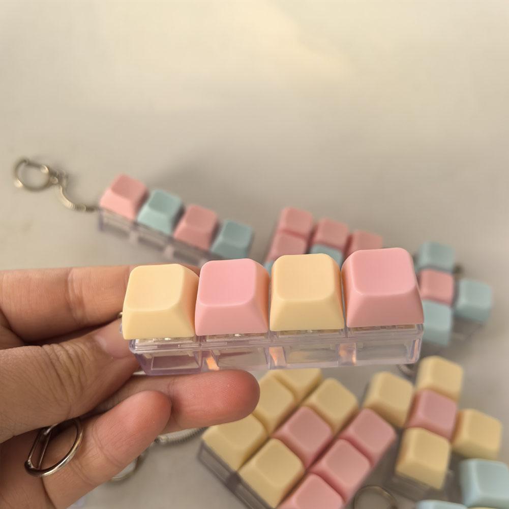 Bunte Tastatur Fidget Toys für Erwachsene Kinder, 1/4/5/9-Tasten Pastell Tastatur Clicker Schlüsselanhänger für Arbeitsstressabbau Angst