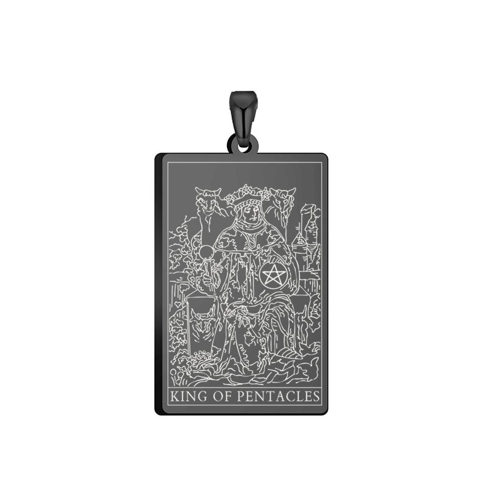 Dawapara Pentacles Tarot Card Pendant for Necklace Stainless Steel Golden Black Jewelry Accessories Charms Pendants