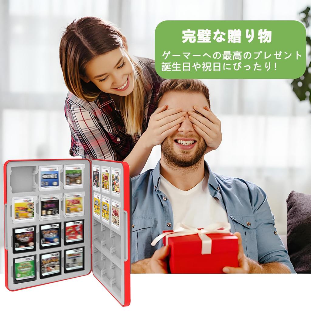 MOXCAHER 3DS Soft Case for Holds 24 Organizes and Protects Against Easy to Carry Holds 24 3DS/DS/2DS, Games, Dust, (Red, Games)