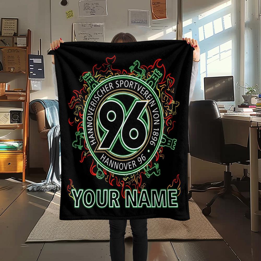 Custom Name Hannover 96 Flannel Blanket, High quality Comfortable for All Seasons, Home Decor, Warmth and Comfort