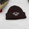 American retro letter embroidery knitted hat children's autumn and winter warm versatile cold hat showing face small wool hat male trend