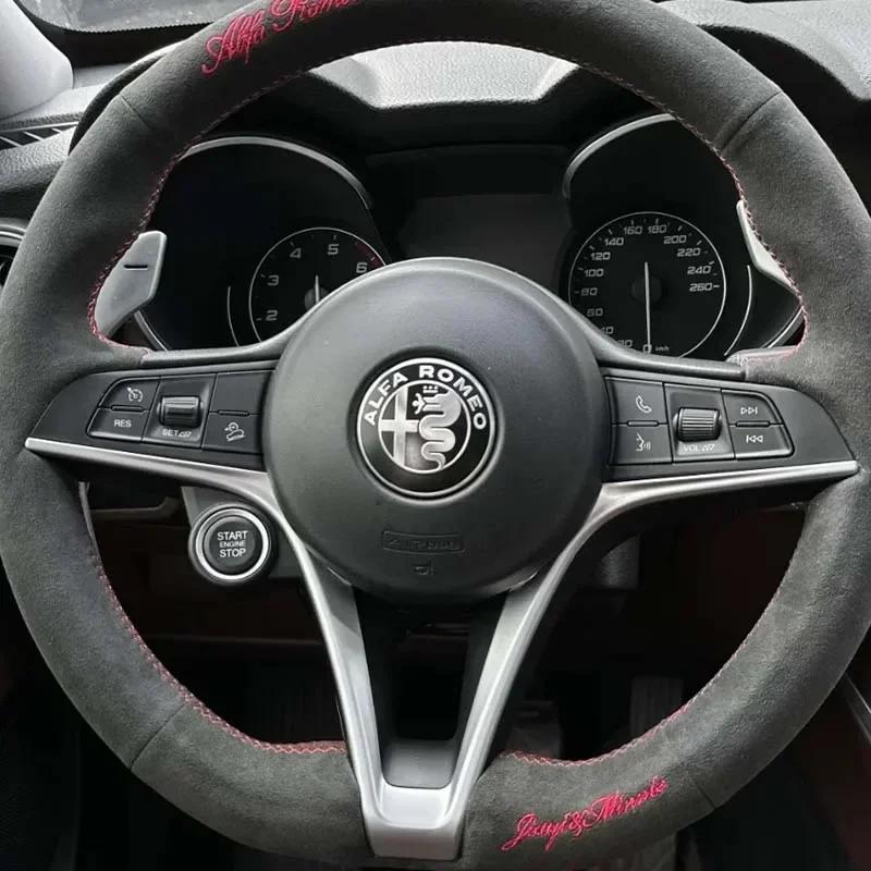 40mm Car Steering Wheel Emblem Sticker Central Console Knob Badge for Alfa Romeo Giulietta Mito Giulia Stelvio Brera 147 156 159