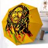 1 Stück Bob Marley Kunstwerk Automatischer Faltregenschirm, Tragbares faltbares Design, 8-Rippen-Eisenrahmen, Ganzjahres-Zufälliges Outdoor-Accessoire yy0901101