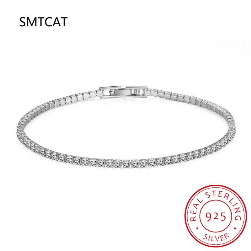 100% 925 Silver Simulated Moissanite Diamond Bracelets for Women Yellow White Gold Color Birthday Jewelry Gift