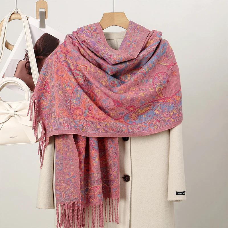 New Shawl Warm Winter Scarf Hijab Women Print Paisley Cashmere Pashmina Thick Wrap Head Neck Foulard Luxury  Blanket Echarpe