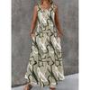 Women Sleeveless Dress Round Neck with 3D Print Long Maxi Dress for Summer Beach Vacation Casual Wear