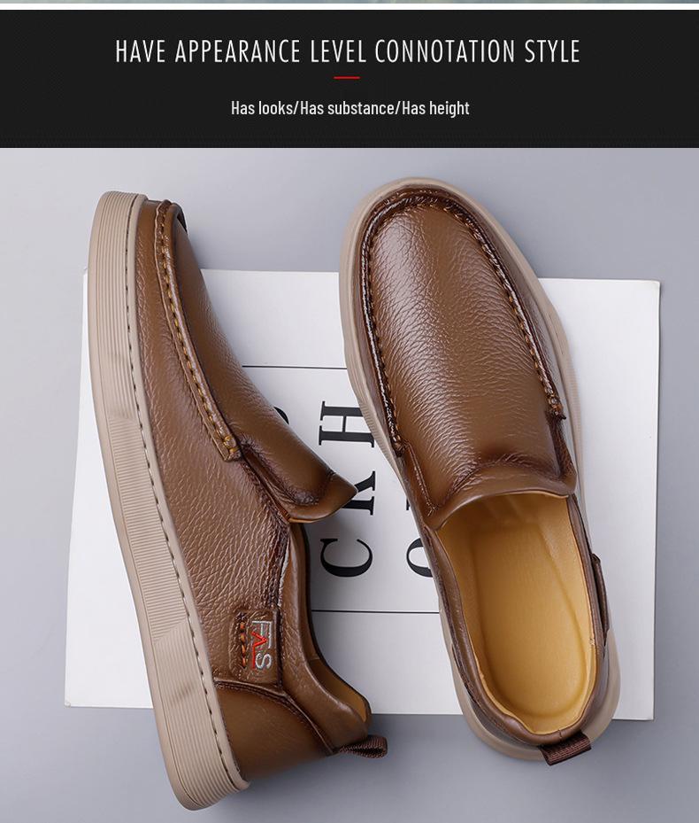 Chaussures décontractées à enfiler pour homme en cuir véritable Automne/Hiver 2025