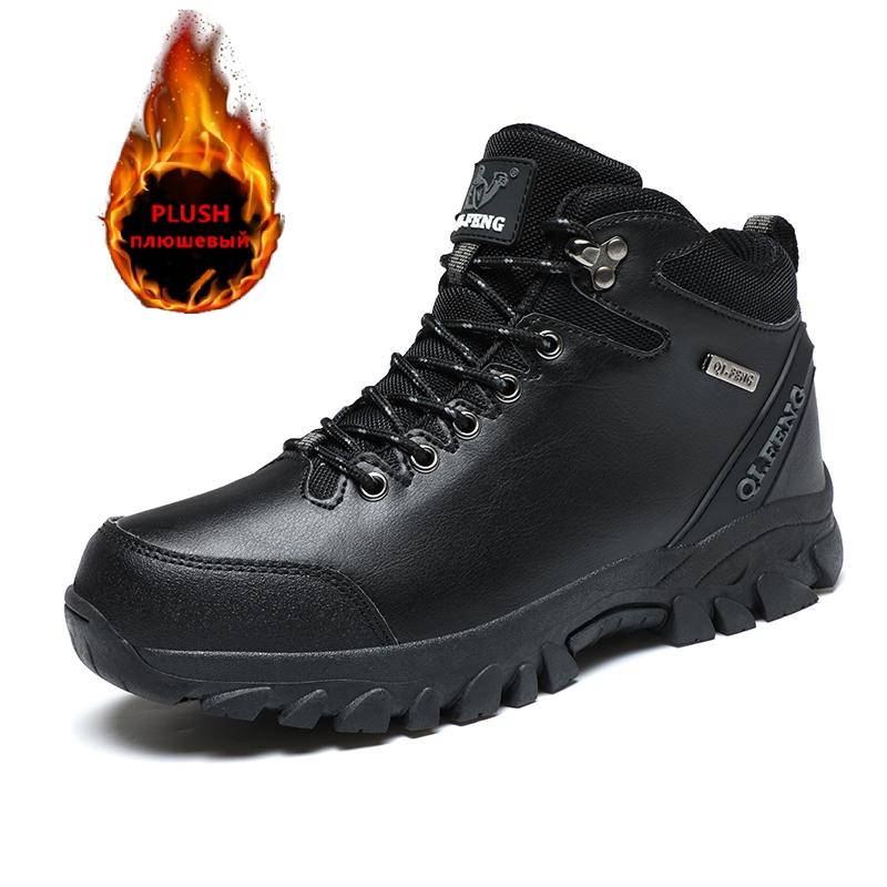 

Brand Men s Boots Warm Plush Snow Boots Outdoor Non-Slip Hiking Boots High-Top Waterproof Sneakers Men s Winter Boots Size 36-47 36