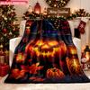 Blanket 1pc Halloween Pumpkin Witch Hat Candles 2D-printed Flannel Throw Blanket-soft and Cozy Suitable for Use On the Sofa While