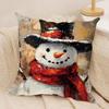 Snowman Oil Paint Retro Cushion Cover Silky Short Plush Invisible Zipper Dustproof Sofa Pillow Case For Home Decor