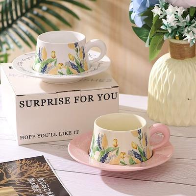 Retro Kaffeetasse Keramiktasse Becher Kaffeetasse Tasse Tasse Untertasse Keramik Kaffeetasse Untertasse Hochwertiges Geschenk