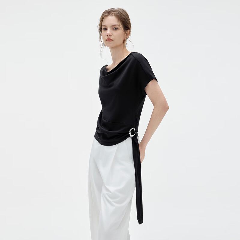 ELLE Slim Fit Drape Neck Short Sleeve T-Shirt