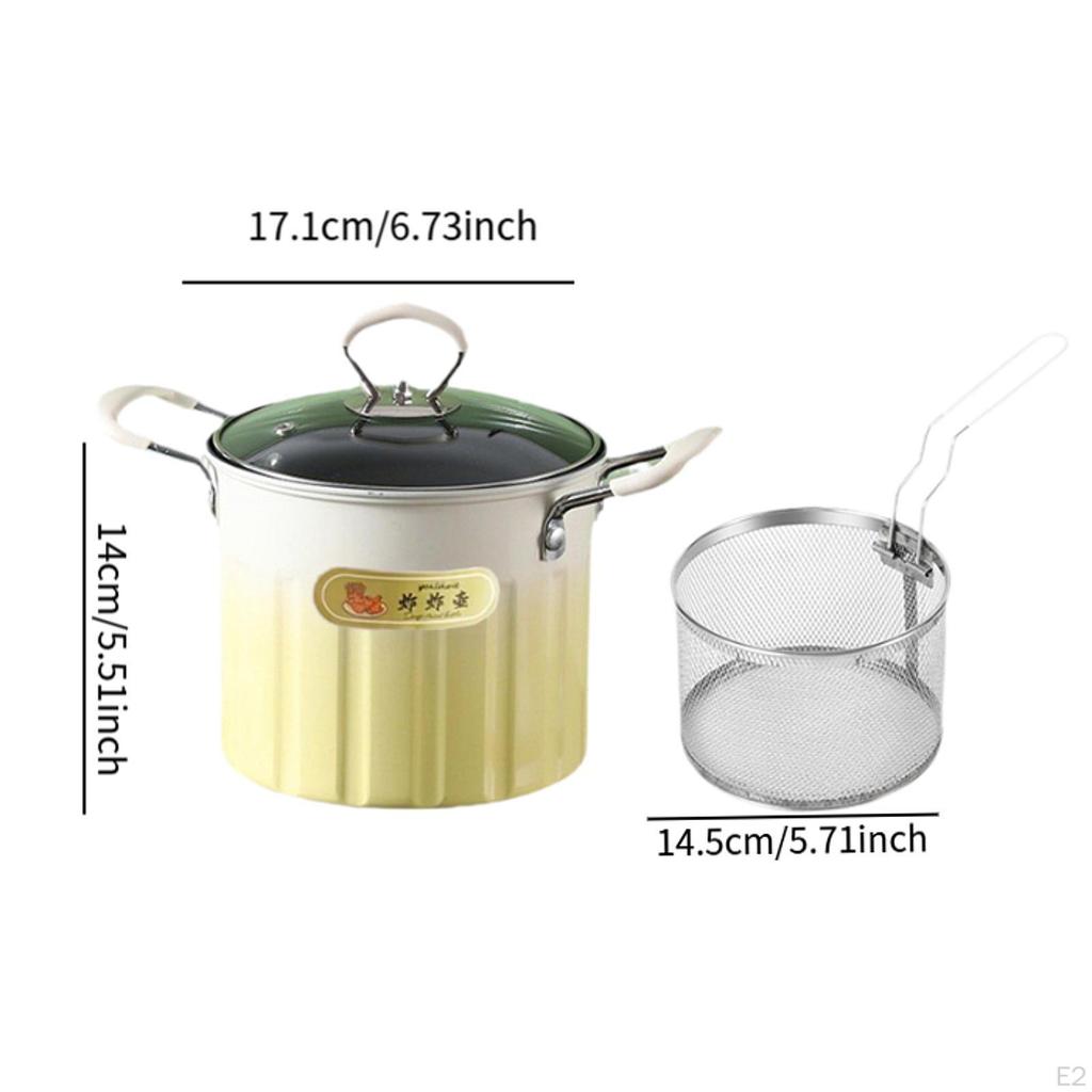 Deep Frying Pot Oil Strainer Basket with Anti Scale Handle Milk Warmer for French