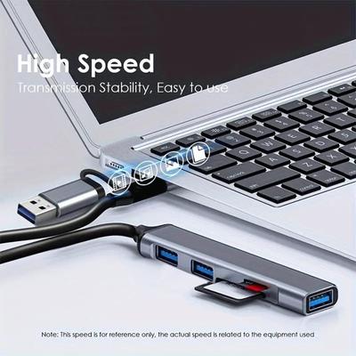 USB+Type C Adapter Extender 5 Port USB3.0 Splitter Box Card Reader For PC Laptop Mobile Phone Reader Keyboards Extender