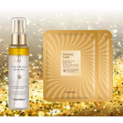 Tony Moly Intense Care Gold 24K Snail Serum Mist + 2 Maskenpackungen, 1 Packung, 100 ml