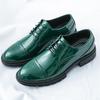 British Designer New Men's Black Green Lace Up Business Derby Shoes Male Formal Wedding Prom Dress Homecoming Footwear