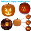 Pumpkin Lantern Creative Ornaments Talking and Singing Nightstand Lamp Light Up Pumpkin Ambient Lighting for Home Office Bedroom