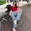 Retro Hong Kong Style High-Waisted Flared Denim Pants - Women's Slim Fit for Spring & Autumn