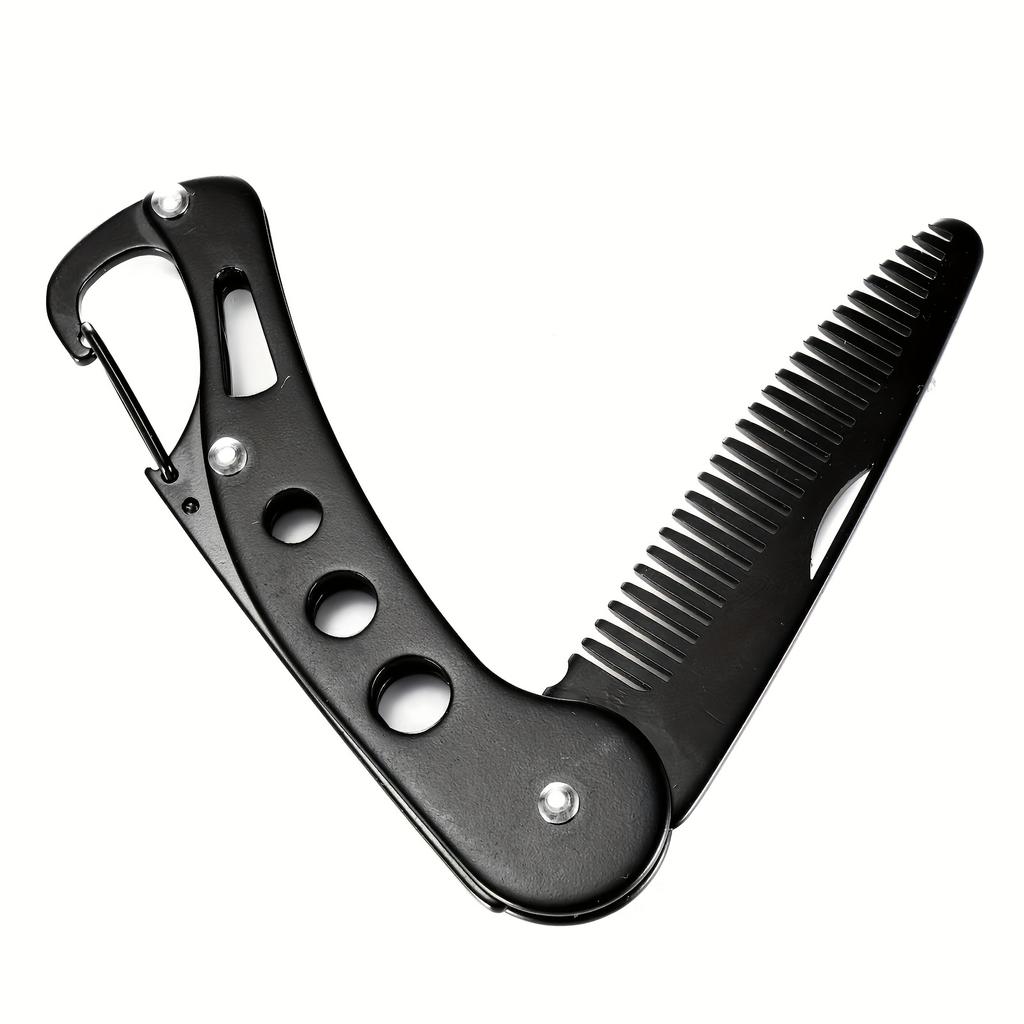 1pc Stainless Steel Men'S Beard Comb Keychain - Non-Braided Iron Material, Unplated, Ideal for Beard Trimming and Styling