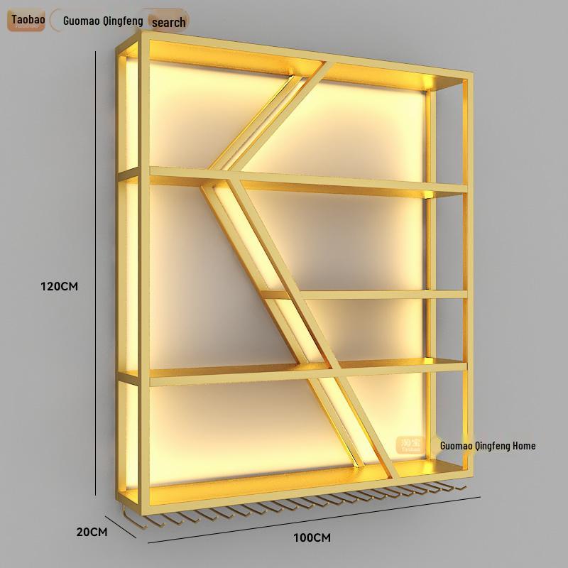 Industrial Wall-Mounted Wrought Iron Wine Rack for Bars & Restaurants - Creative Multifunctional Display Cabinet