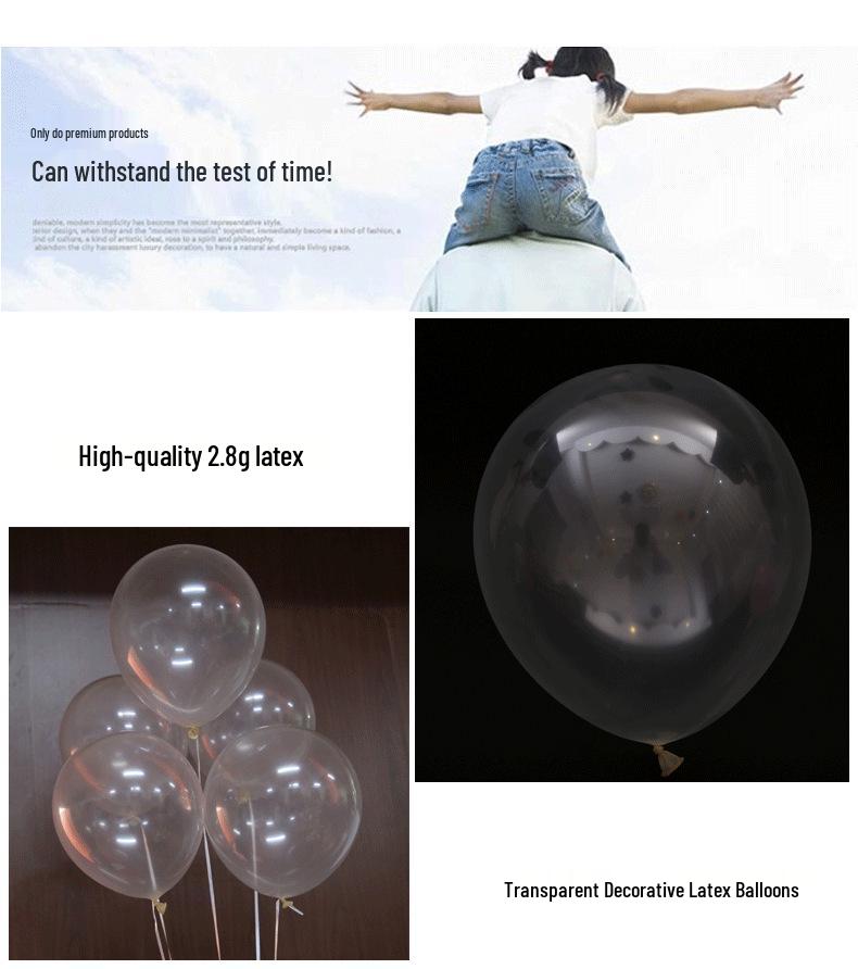 12" Transparent Latex Balloons with Sequins - Wedding & Birthday Decorations, 2.8g