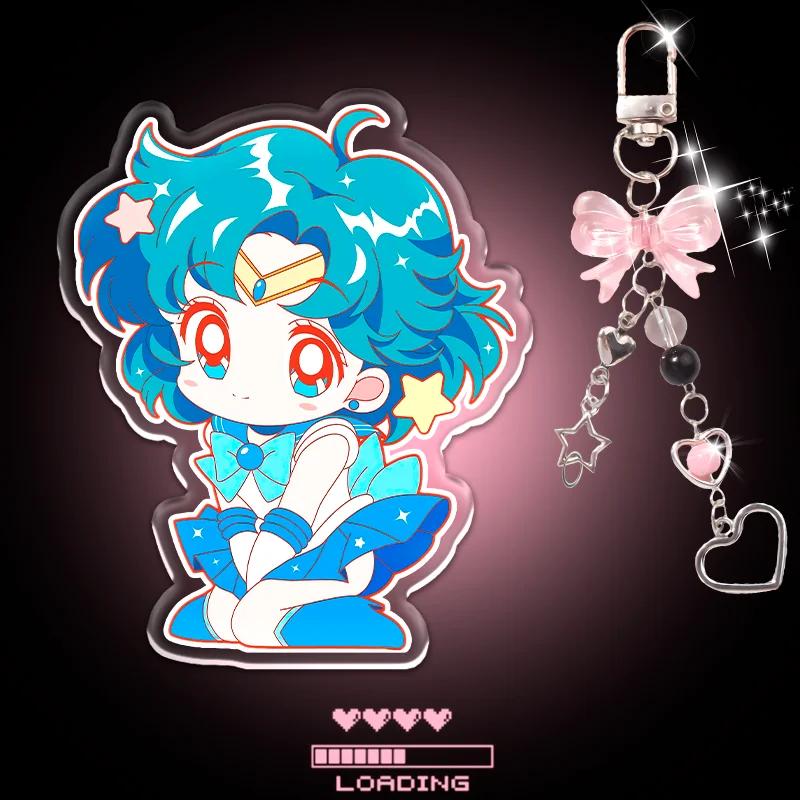 Sailor Moon Bow Acrylic Keychain Ami Hino Rei Aino Minako Tenoh Haruka Girl Peripheral Accessories Backpack Key Pendant
