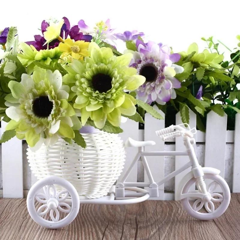1 Pcs 23*12.5*9 Cm New Creative Bicycle Shape Rattan Flower Basket Crafts Home Living Room Decoration