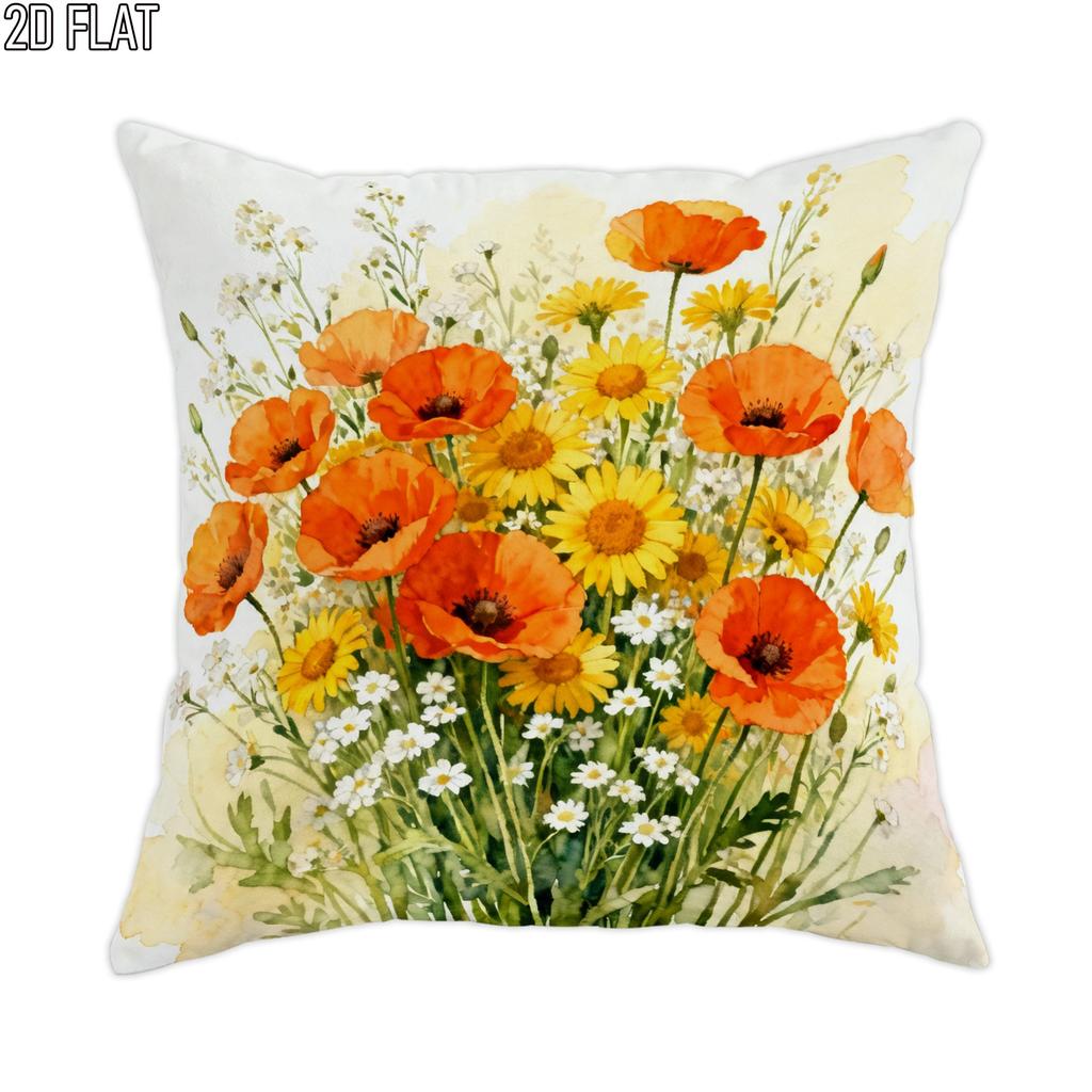 Folk Art Bird Floral Cushion Cover 2D Flat Printed Peach Skin Decorative Pillowcase For Living Room Sofa Home Decor 45X45Cm