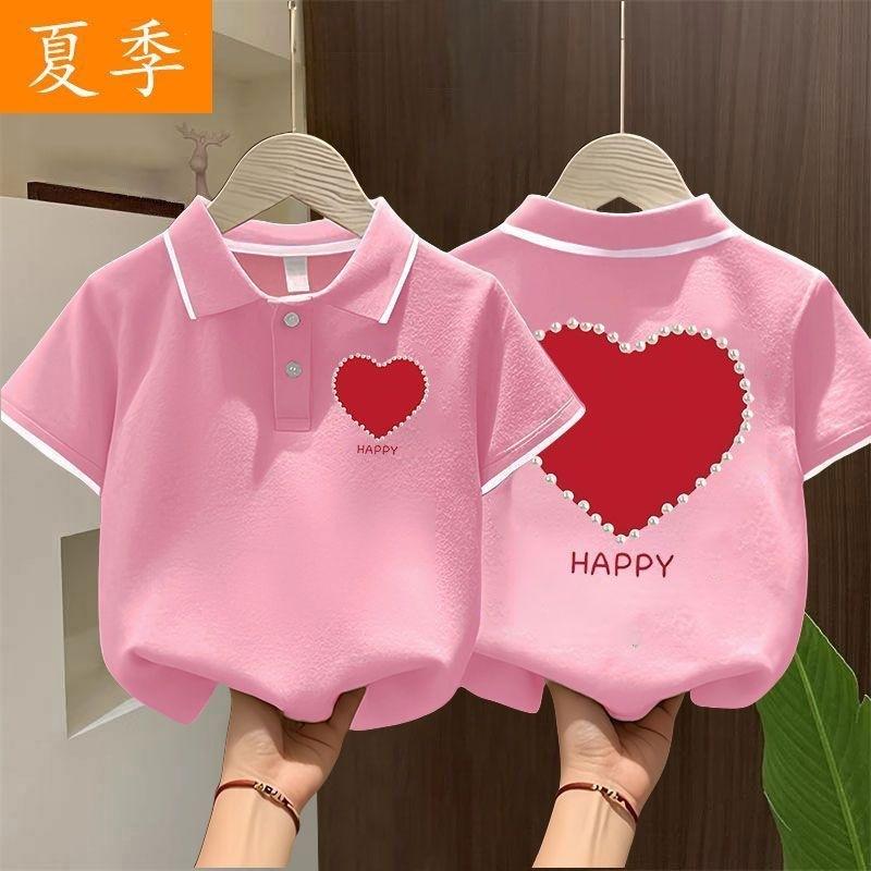 Girls Summer Loose Polo Shirt Short Sleeve T Shirt Trendy Casual Kids Clothes
