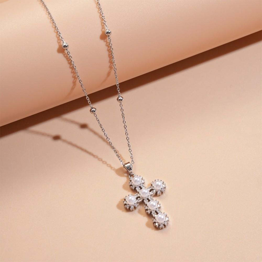 Jewelry Cross Necklace Rhinestone Cross Pendant European American Cross Choker Chain  Girls