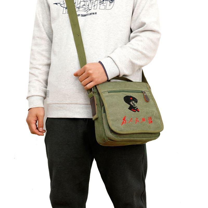 

Vintage Canvas Bag Men s Satchel Shoulder Bag Messenger Bag Thickened Serving People Small Bag Nostalgic Lei Feng Bag Lei Feng Army Green