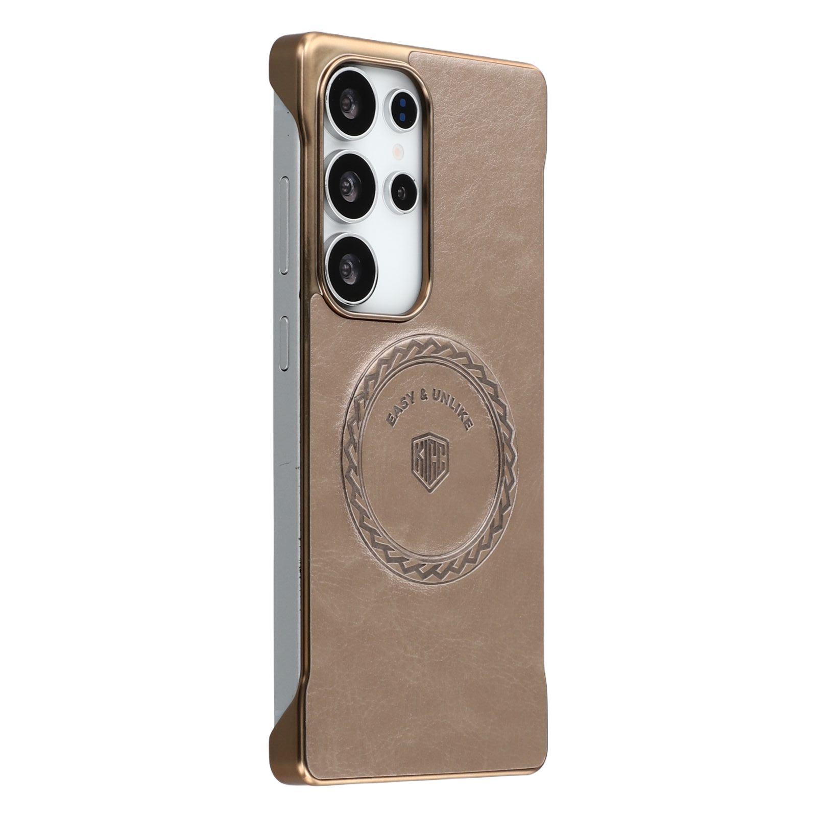 

KIGC Магнитный чехол для Samsung Galaxy S25 Ultra Гальваническое покрытие ПК+ПУ Задняя крышка для телефона Gold