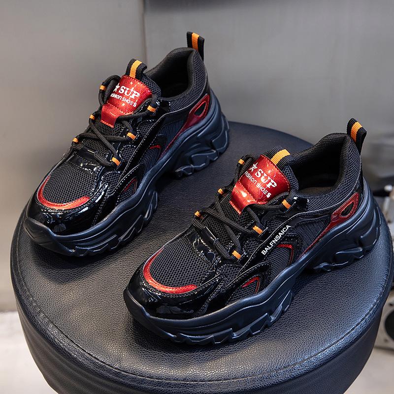 Sneakers women's spring 2025 new casual single shoes thick-soled heightening dad shoes women's running shallow mouth versatile women's shoes